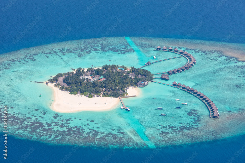 马尔代夫拉阿环礁岛鸟瞰图