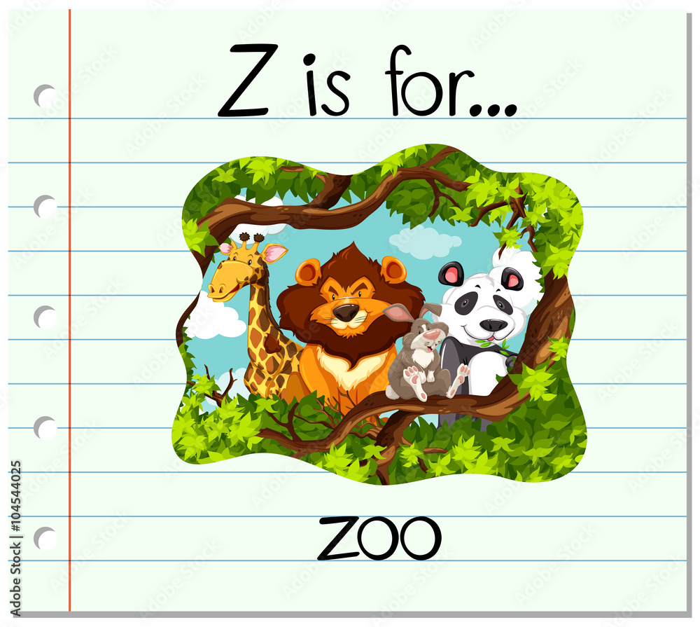 Flashcard字母Z代表动物园