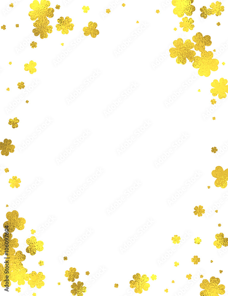金色闪闪发光的装饰框架，白色背景上有金色箔花，矢量设计