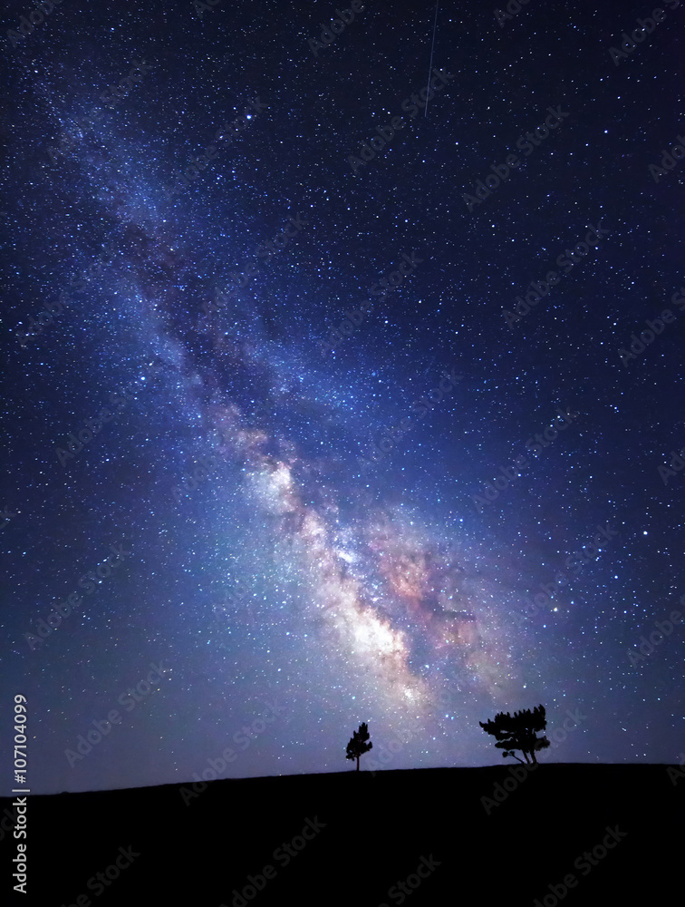 Milky Way. Beautiful summer night sky with stars. Background