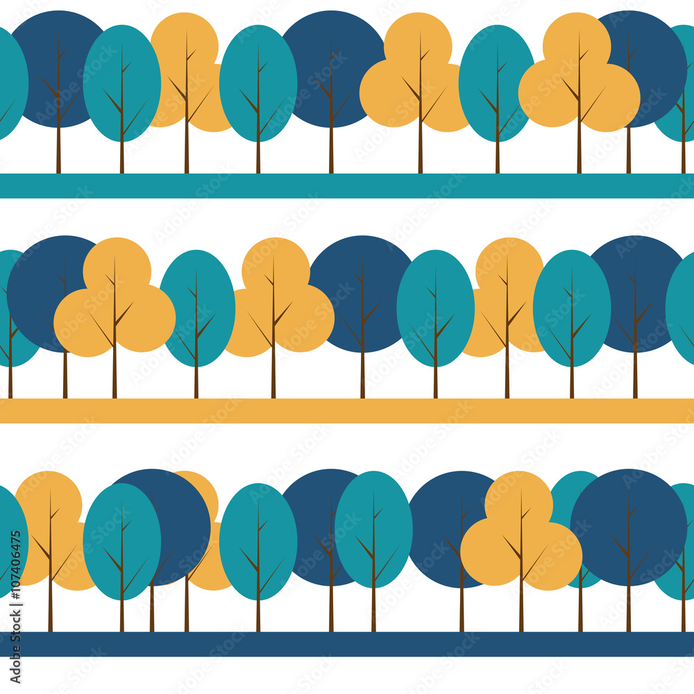 Different Trees Natural Seamless Pattern Background Illus