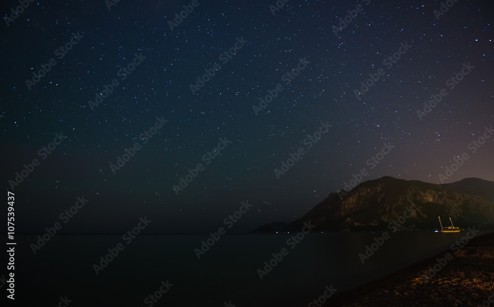 土耳其西拉利海岸的夜空——外部景观。