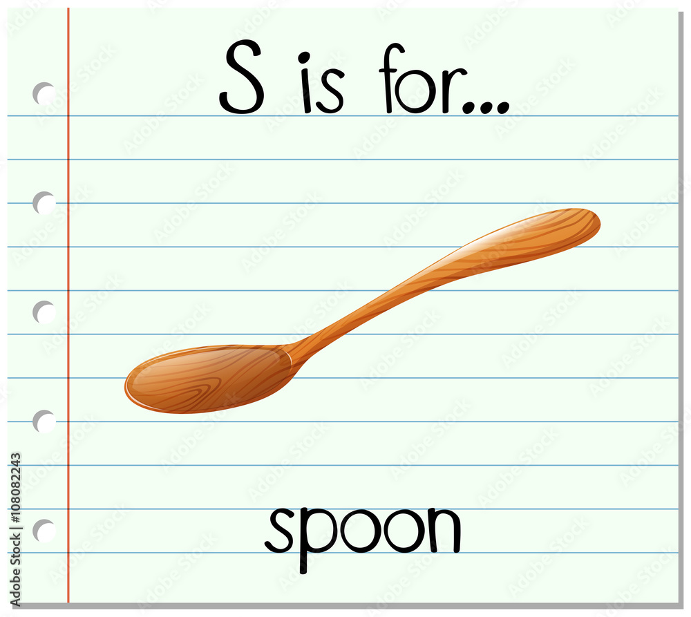 Flashcard letter S is for spoon