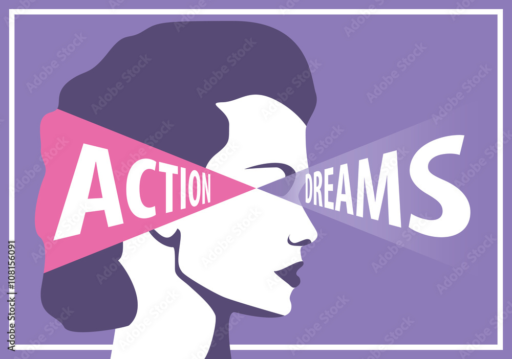 有梦想的成功女性将梦想付诸行动，成为职业概念的载体