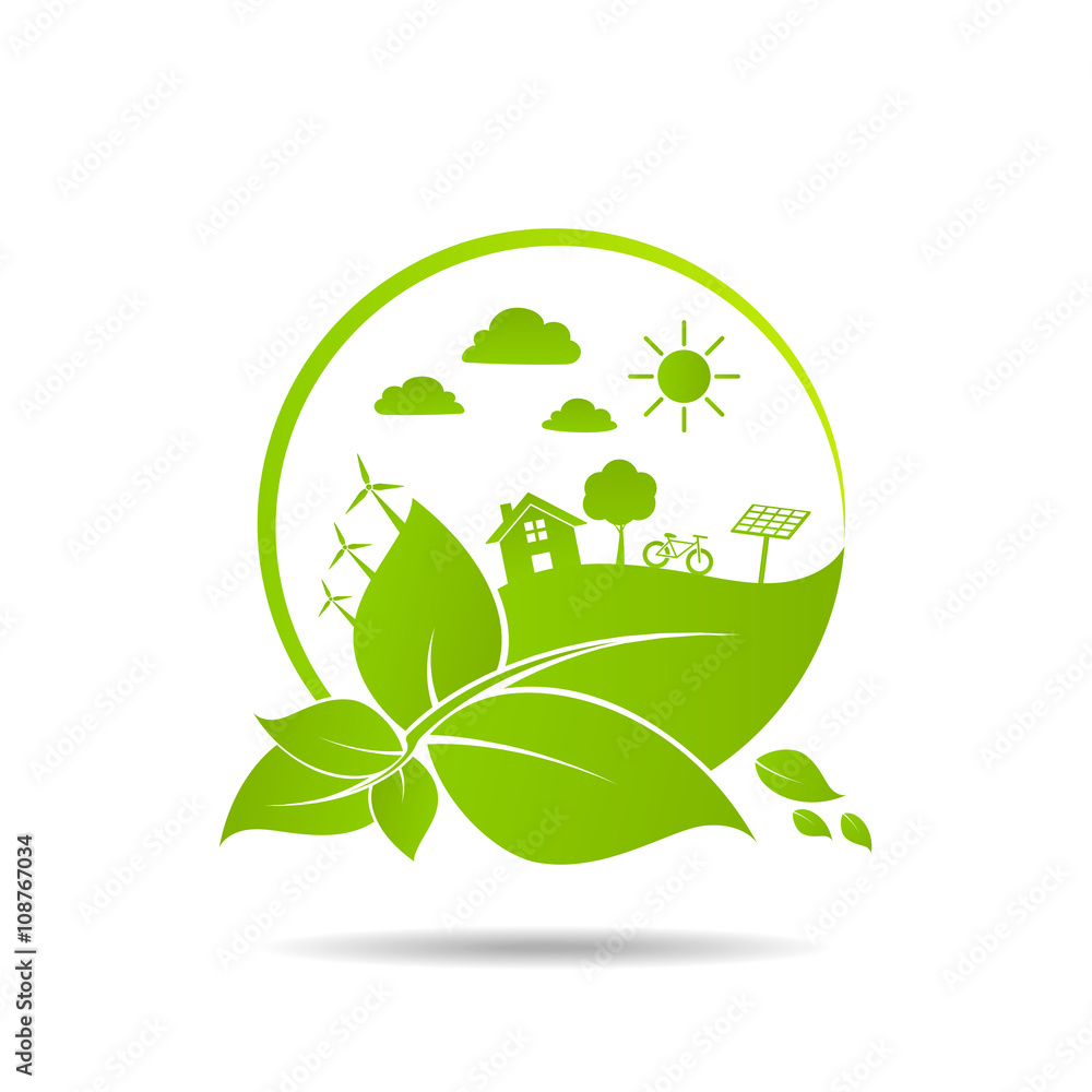 生态标志，生态图标概念，矢量插图