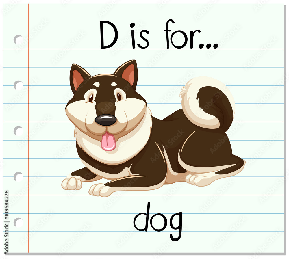 Flashcard alphabet D is for dog