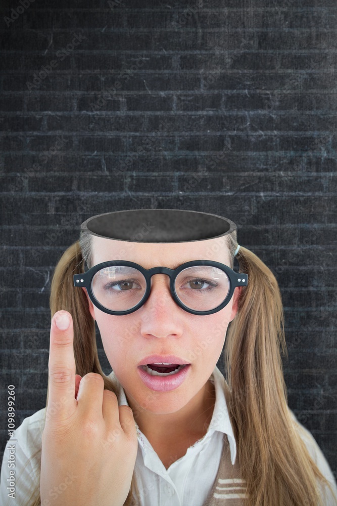 Composite image of female geeky hipster looking confused 