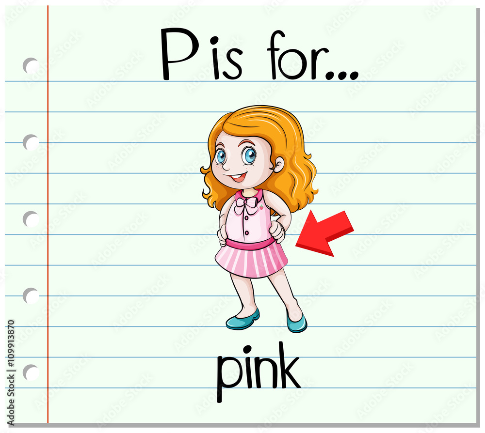 抽认卡字母P代表粉红色