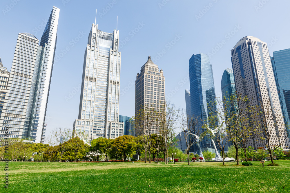 Lujiazui financial center park scenery in Shanghai，china