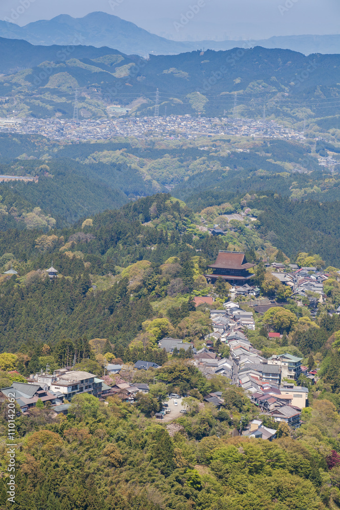Mount Yoshino and Yoshino town at Nara prefecture , is Japans most famous cherry blossom spot
