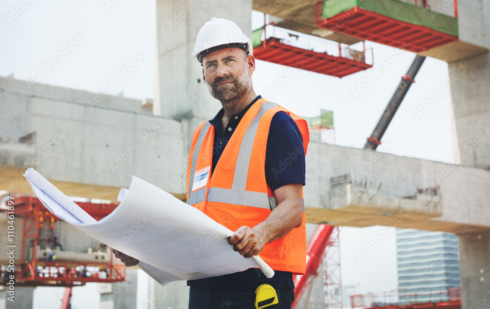 Construction Worker Planning Constractor Developer Concept