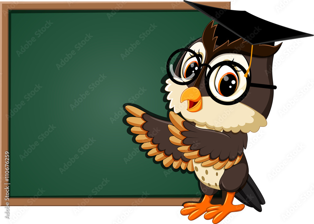 猫头鹰老师在黑板上的插图