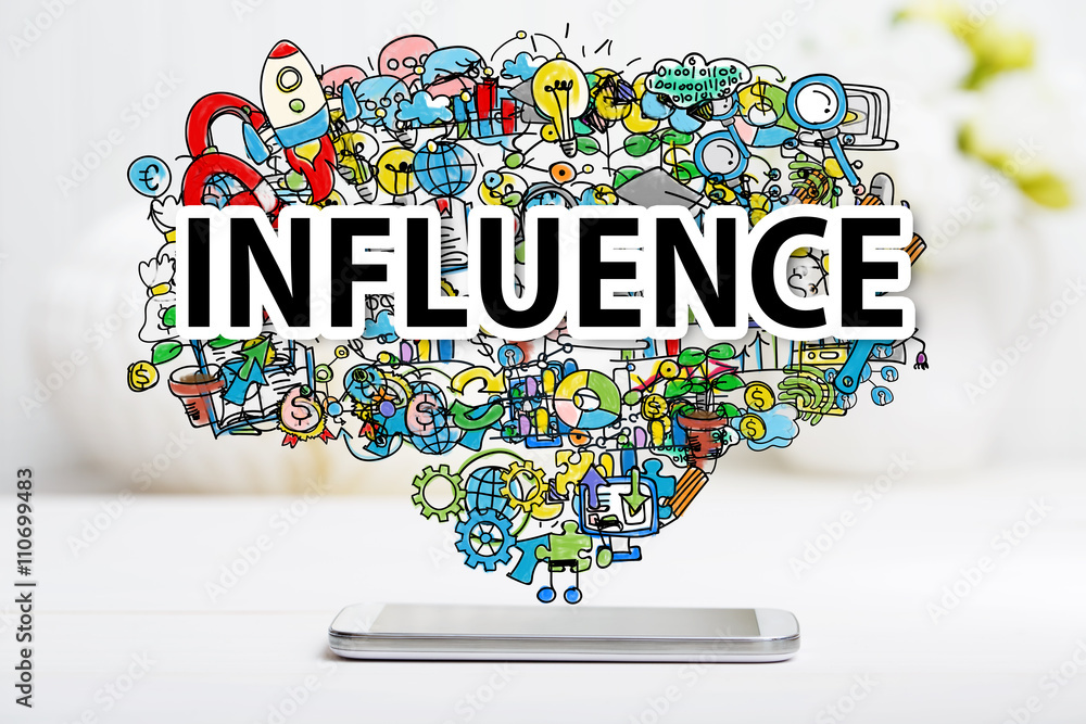 Influence concept with smartphone
