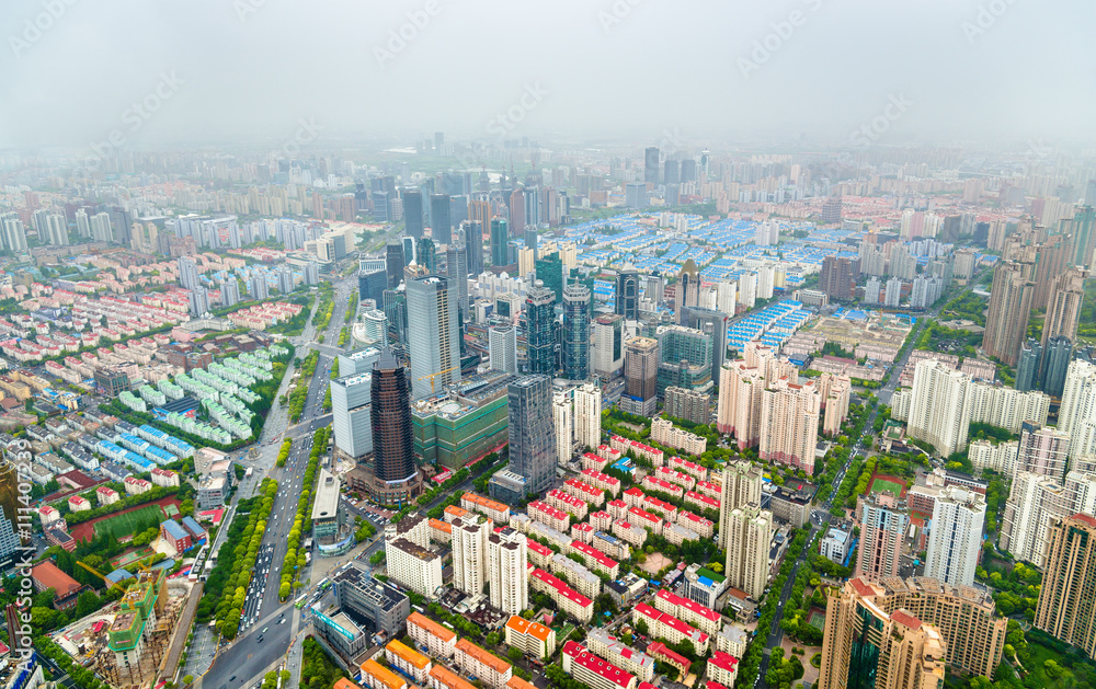 上海市中心鸟瞰图