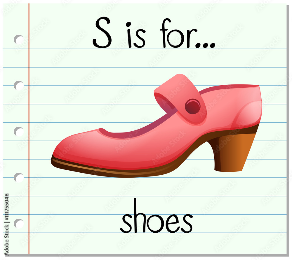 Flashcard letter S is for shoes