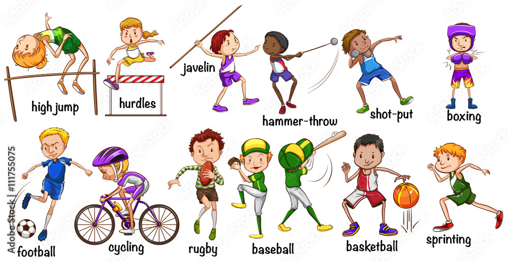 Men and women doing different sports