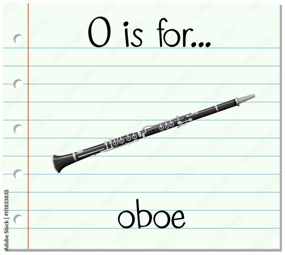 Flashcard letter O is for oboe