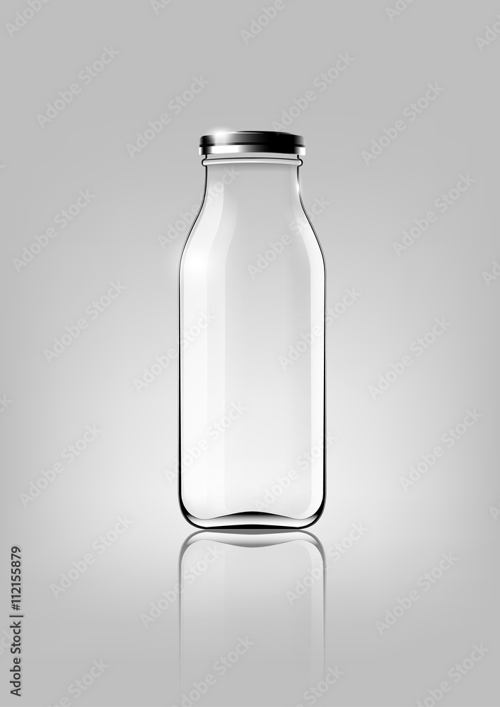 用于设计包装和广告的透明玻璃瓶，Vector