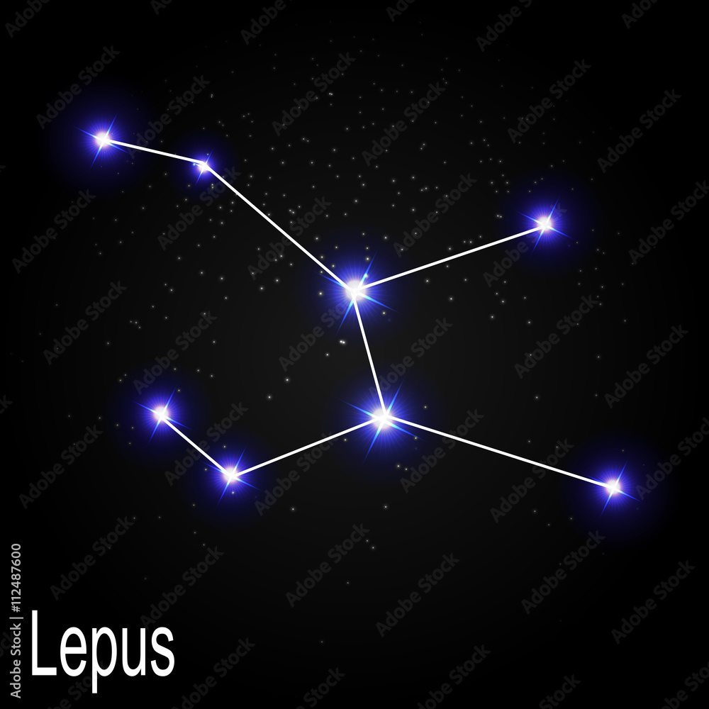 Lepus Constellation with Beautiful Bright Stars on the Backgroun