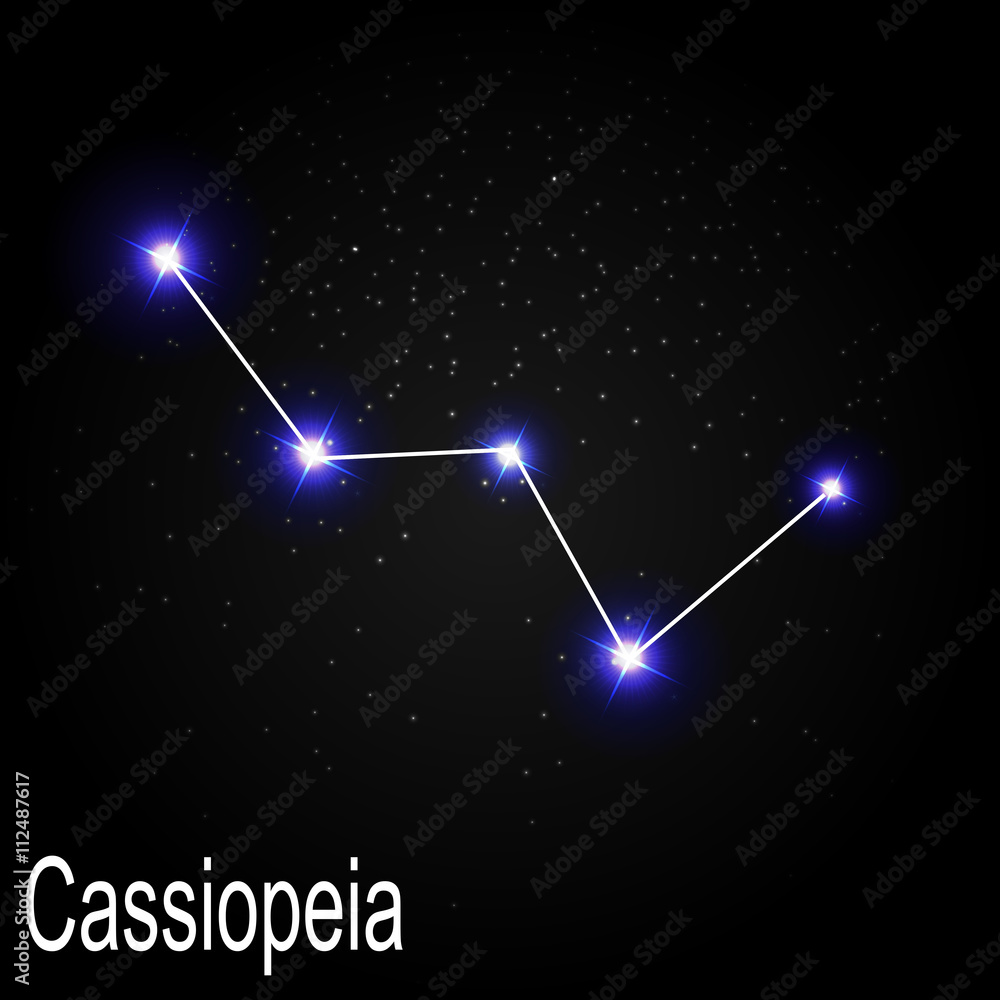 Cassiopeia Constellation with Beautiful Bright Stars on the Back