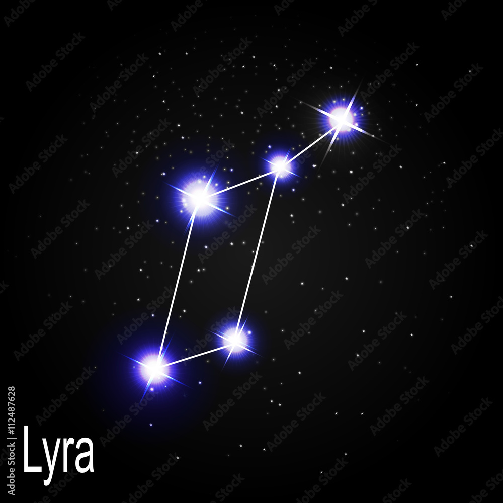 Lyra Constellation with Beautiful Bright Stars on the Background