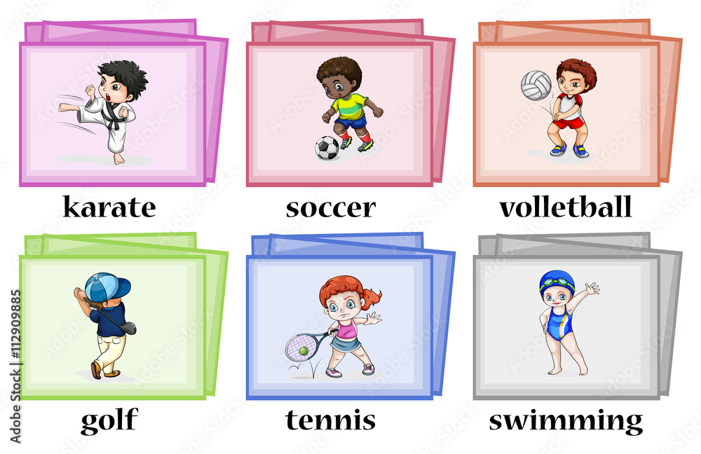 Wordcards about different sports
