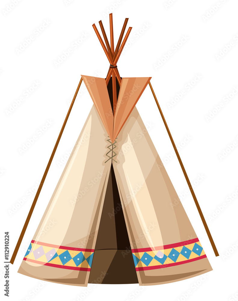 Teepee with wooden sticks poles