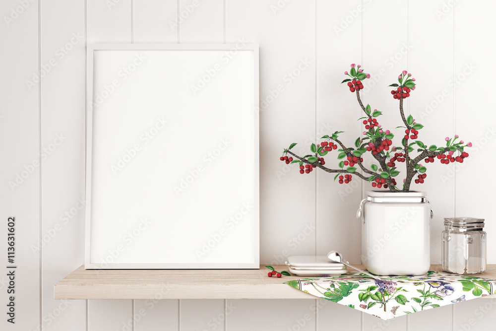 Tela bianca appoggiata a muro country con fiori