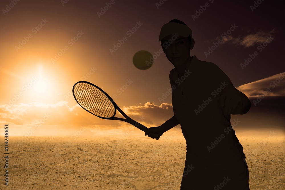 女运动员打网球的合成图