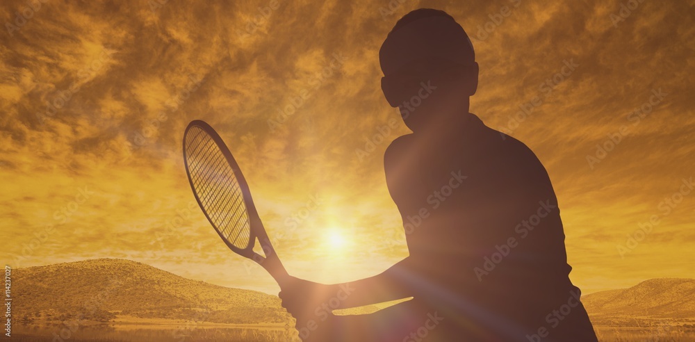 女运动员打网球的合成图