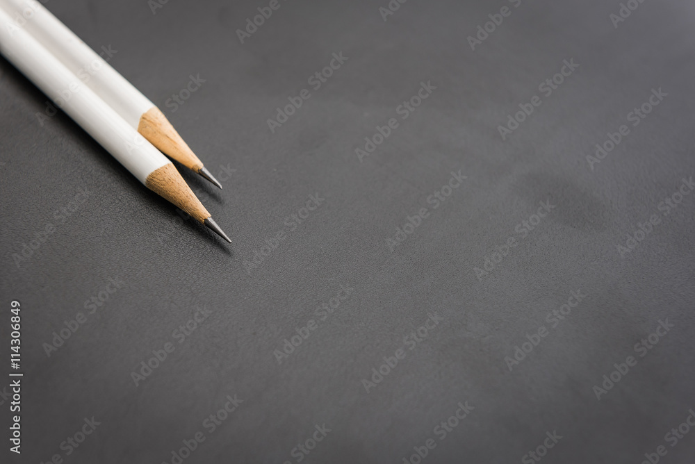 两支黑色白铅笔
