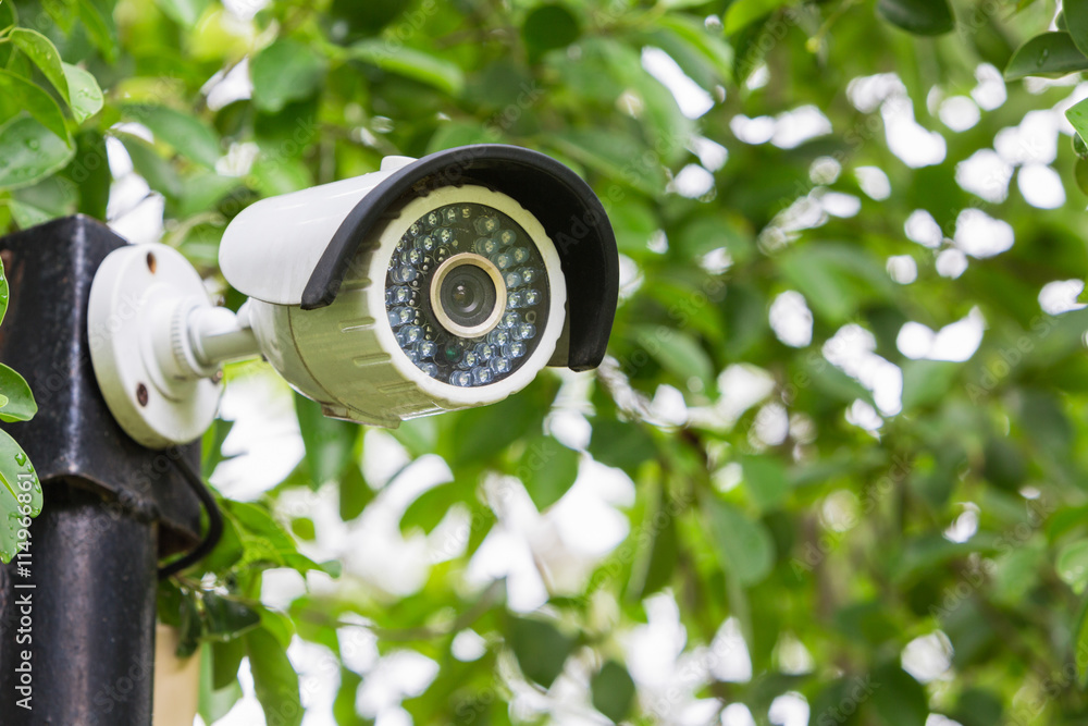 Security camera CCTV outdoor in the garden.