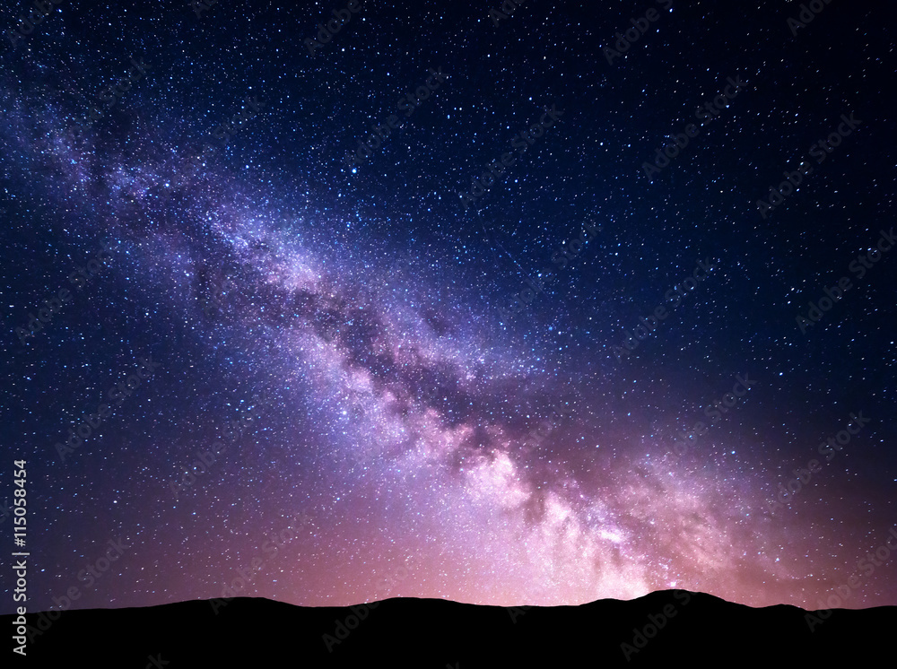 银河系的夜景。星空，宇宙