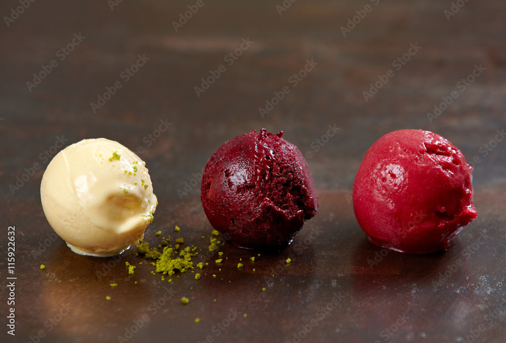ice cream and sorbet balls