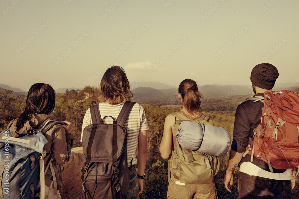 背包客露营徒步旅行旅行旅行概念