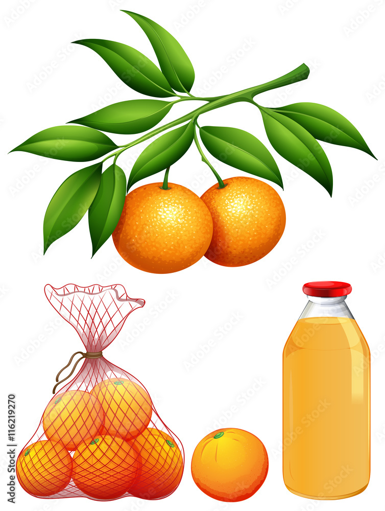新鲜橙子和果汁套装