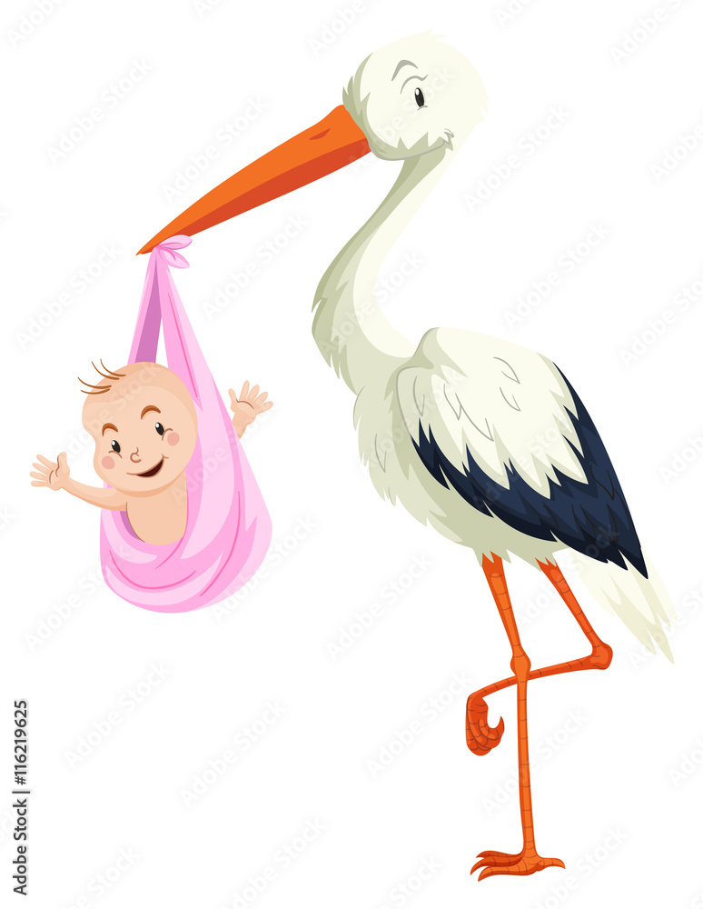 Crane delivering baby girl