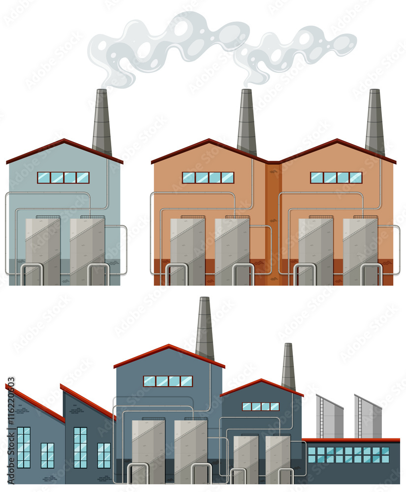 Factory buildings with chimneys