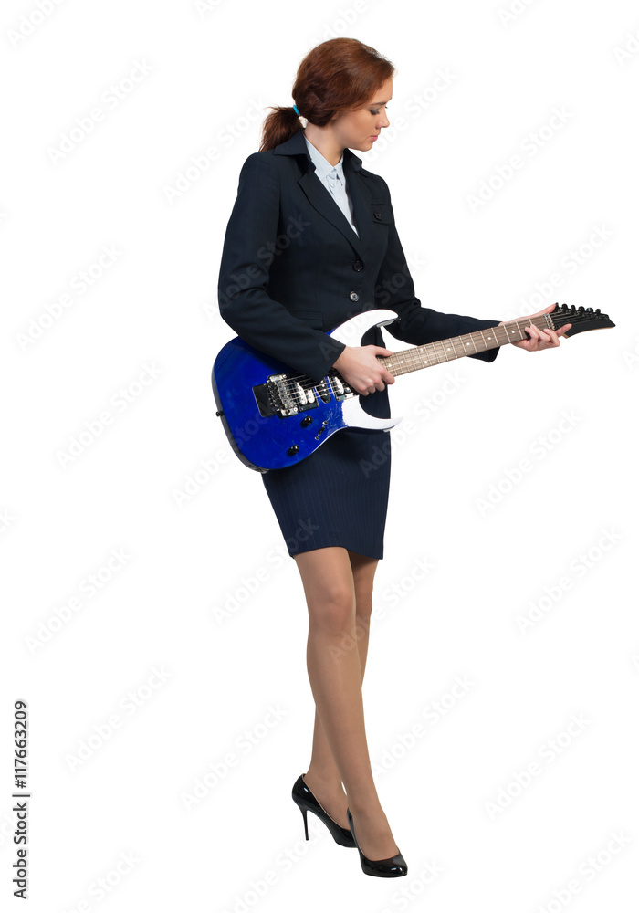 Businesswoman with guitar