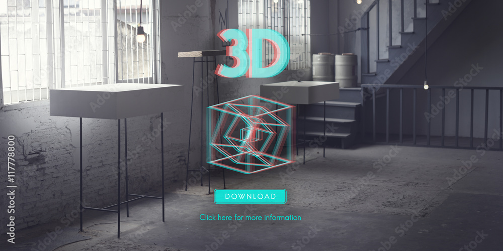 3D创意幻想图形未来主义概念