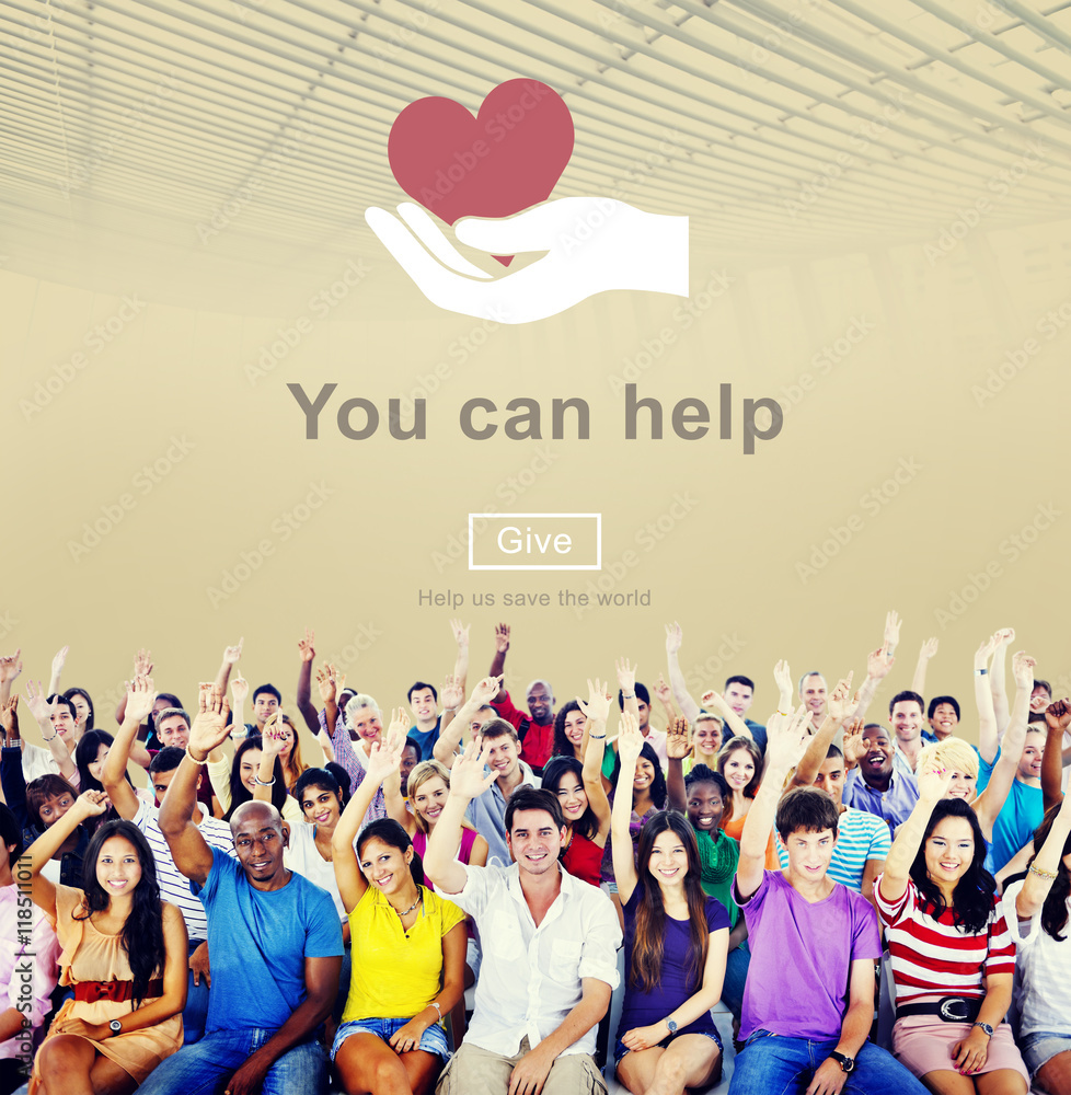 您可以帮助援助慈善机构帮助支持概念
