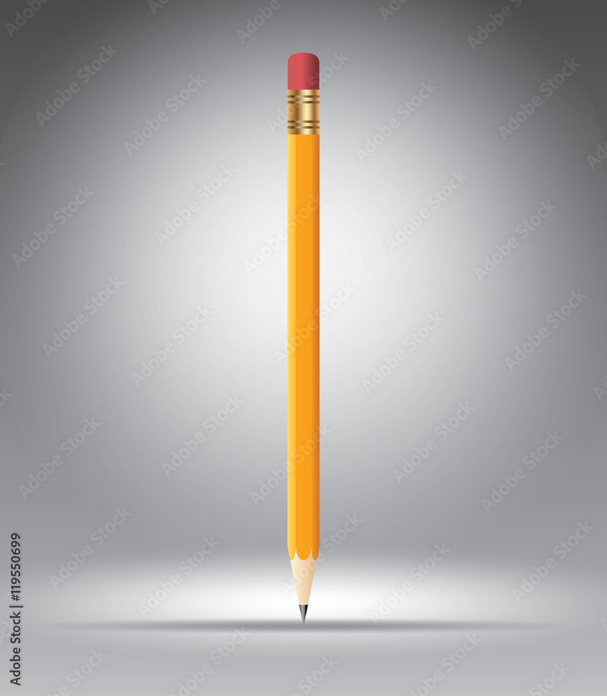 Pencil on grey vector illustration template for advertising