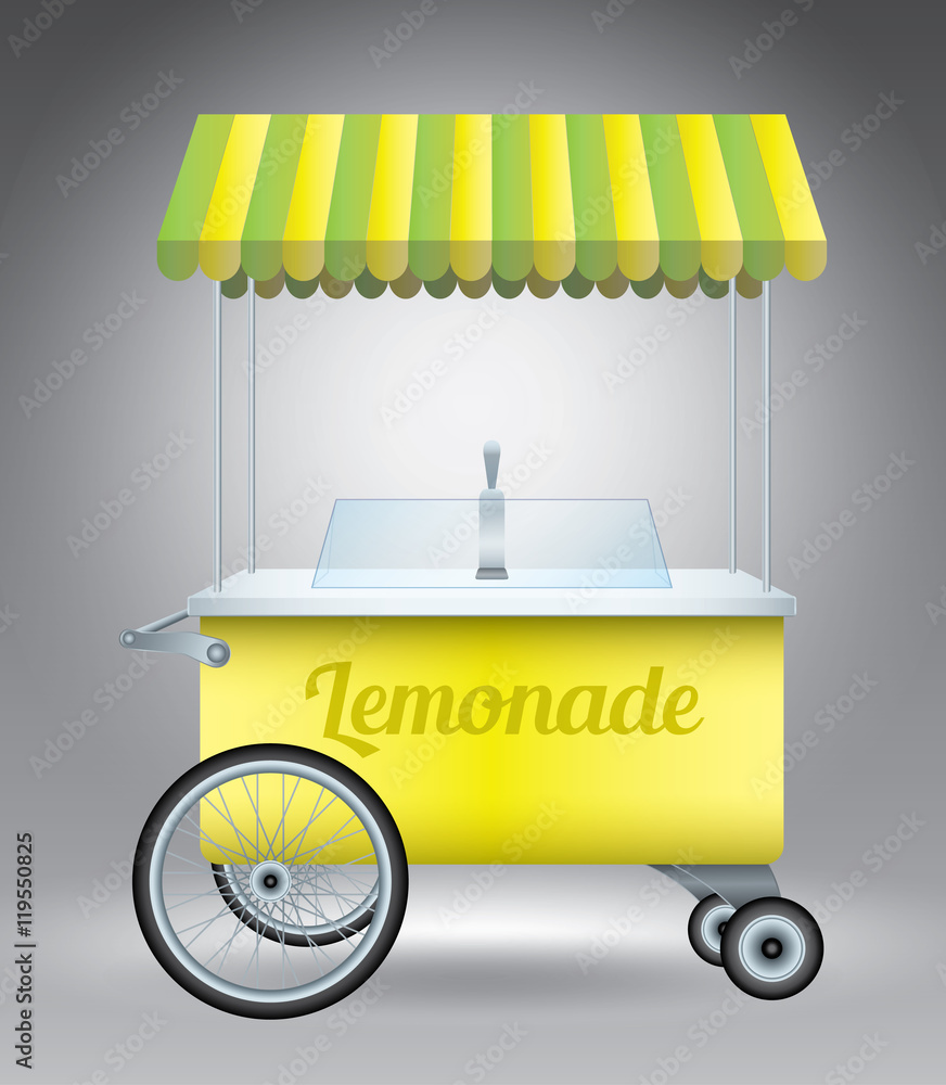 柠檬水推车上的灰色矢量插图模板用于广告