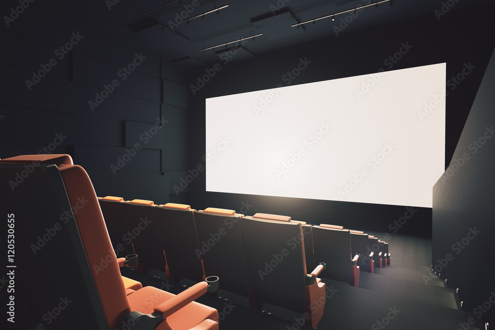 Movie theater with empty screen