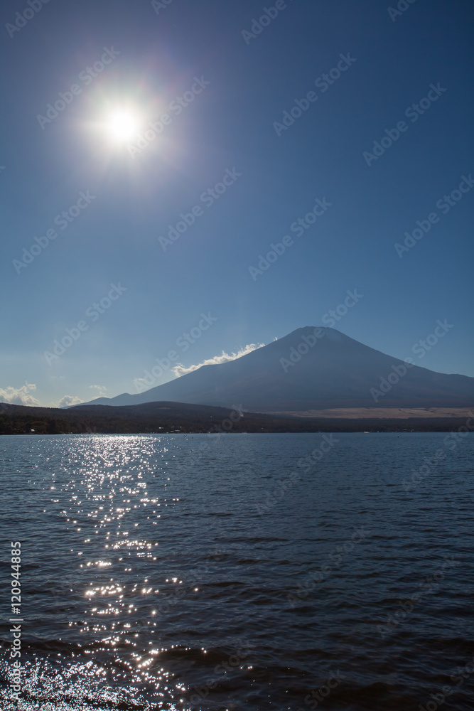 日落前的富士山和山那加湖