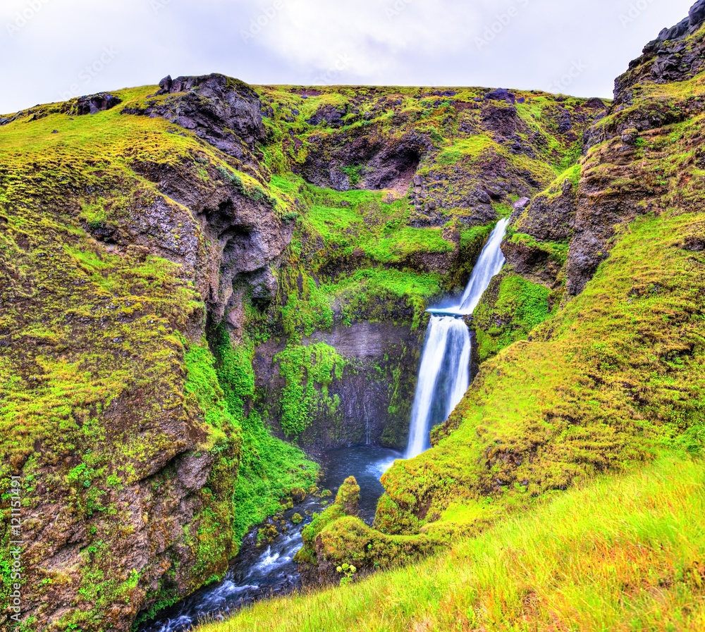 Gluggafoss或Merkjarfoss，冰岛南部的瀑布