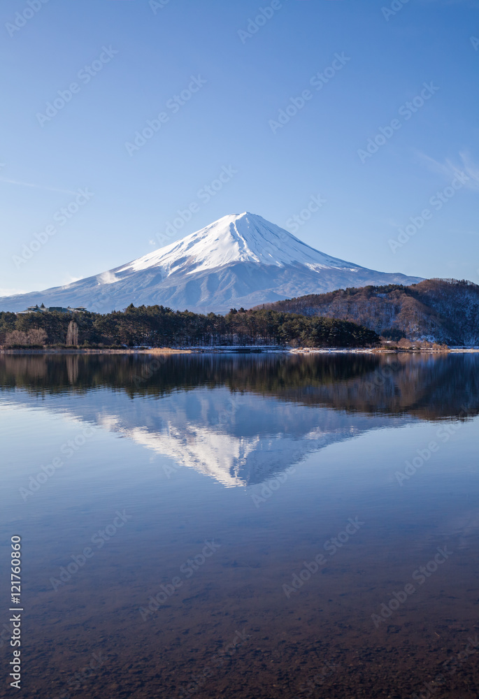 冬天的河口湖富士山