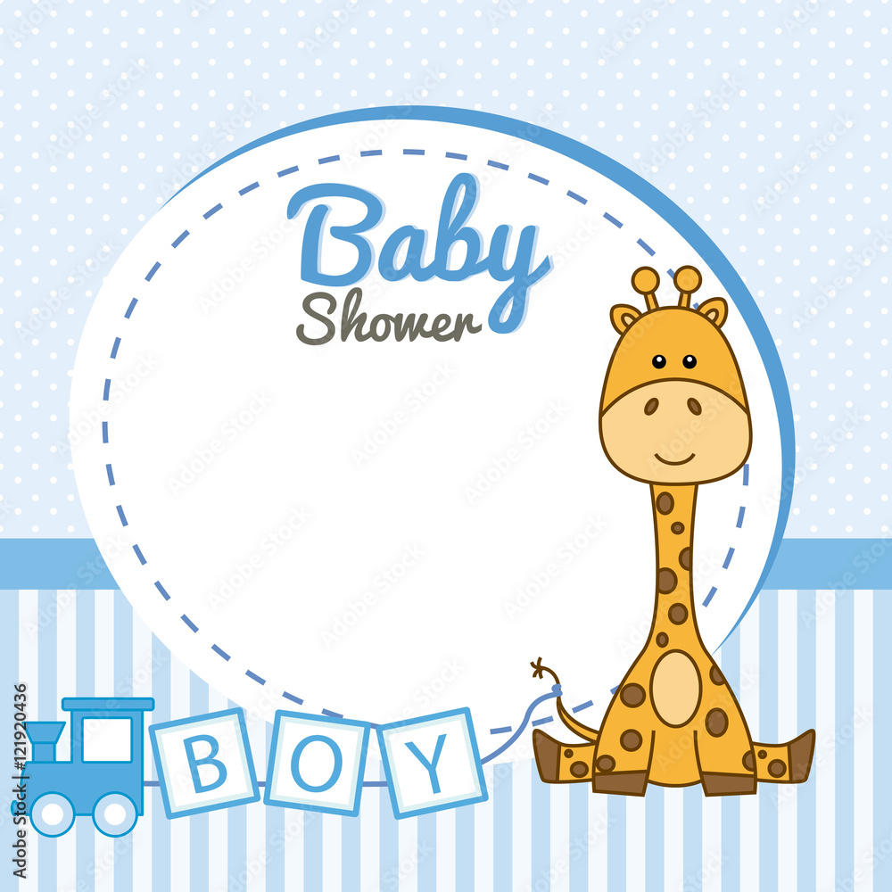 婴儿淋浴男孩。框架长颈鹿宝宝