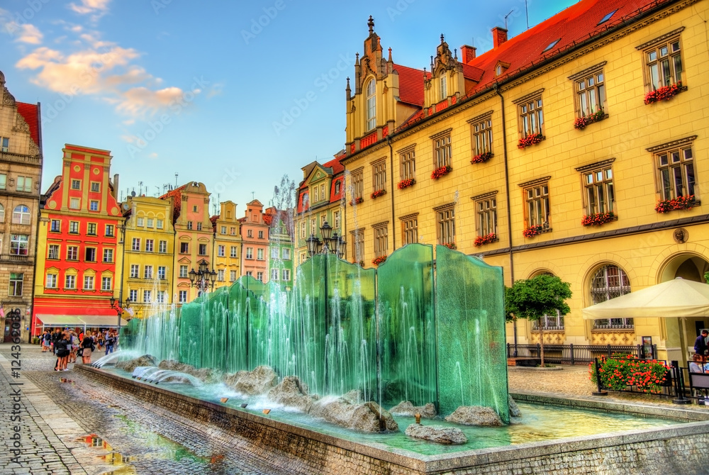 波兰弗罗茨瓦夫市场广场喷泉