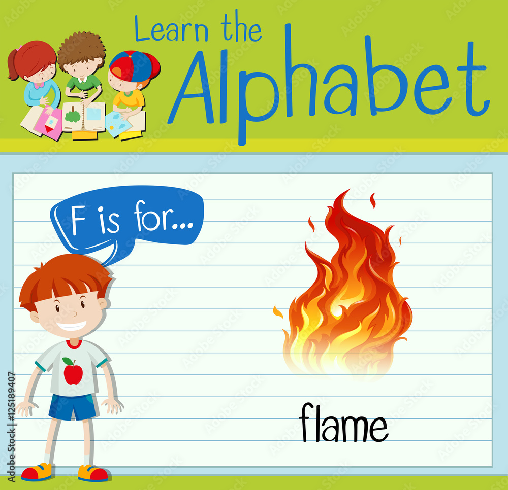 Flashcard字母F代表火焰